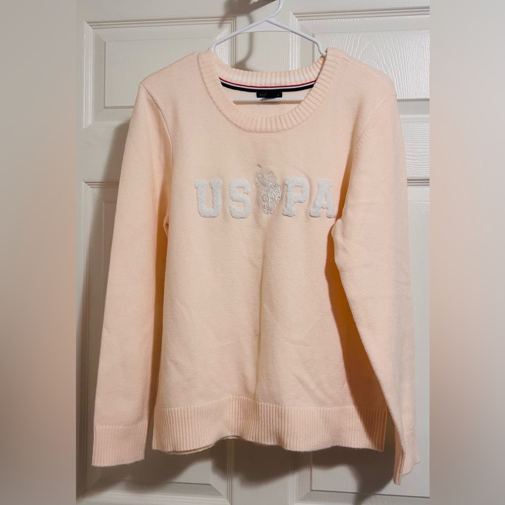 U.S. Polo Assn. Women's Light Pink Crew Neck Sweater Size L